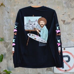 Rip N Dip Paint With Bob Ross Long Sleeve Tee Shir